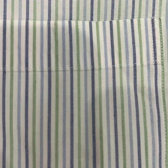 [15.5]Brooks Brothers Slim Fit All Cotton Blue/ Green  Pinstripes Dress Shirt - Picture 4 of 9